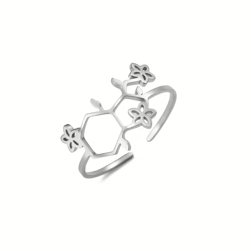 Anello Serotonina in Acciaio Inossidabile Oro o Argento Regolabile