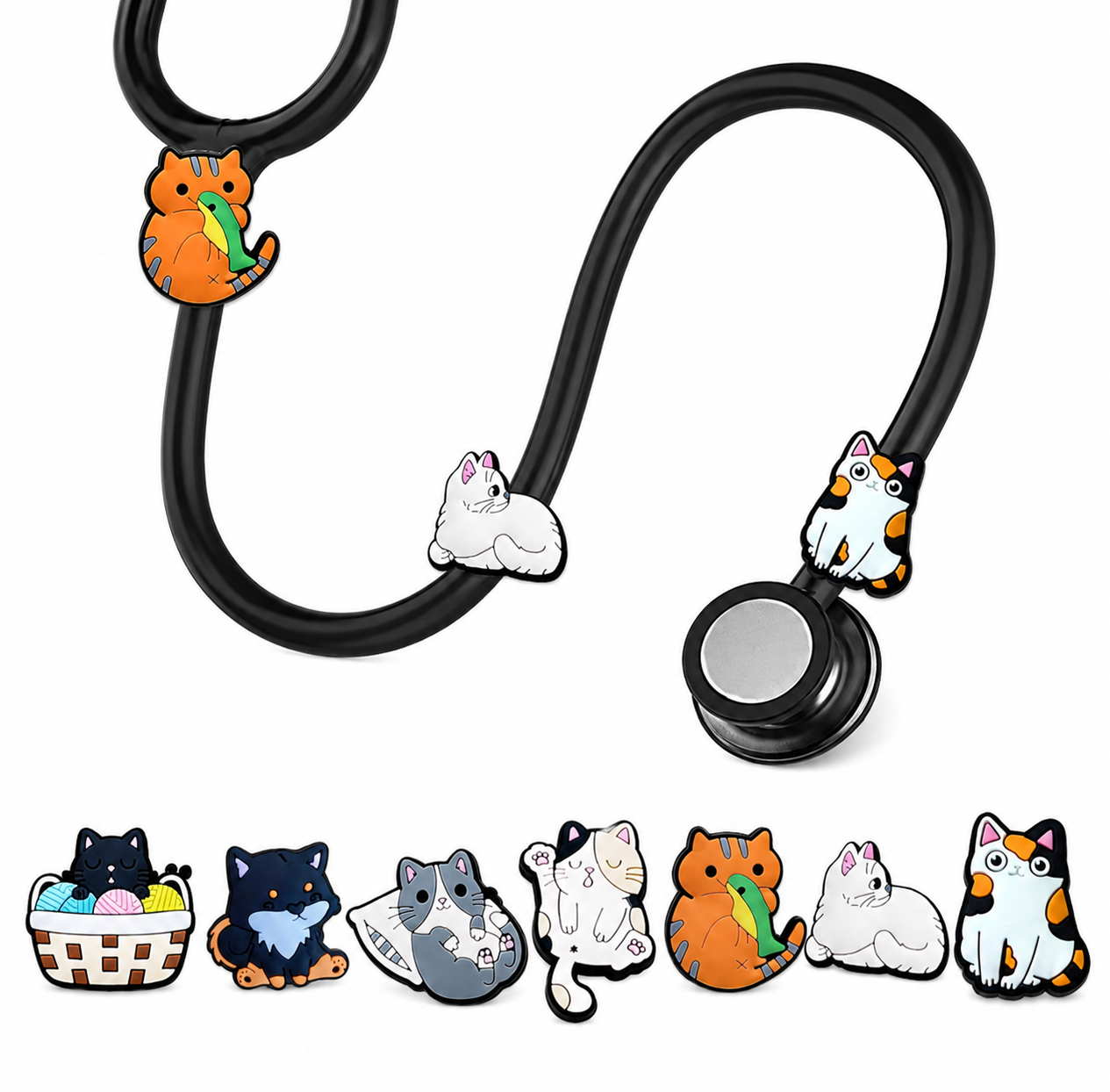 Ciondoli per Stetoscopio Kitty Care Set da 7 per Veterinari, Infermieri, Medici, Operatori Sanitarri