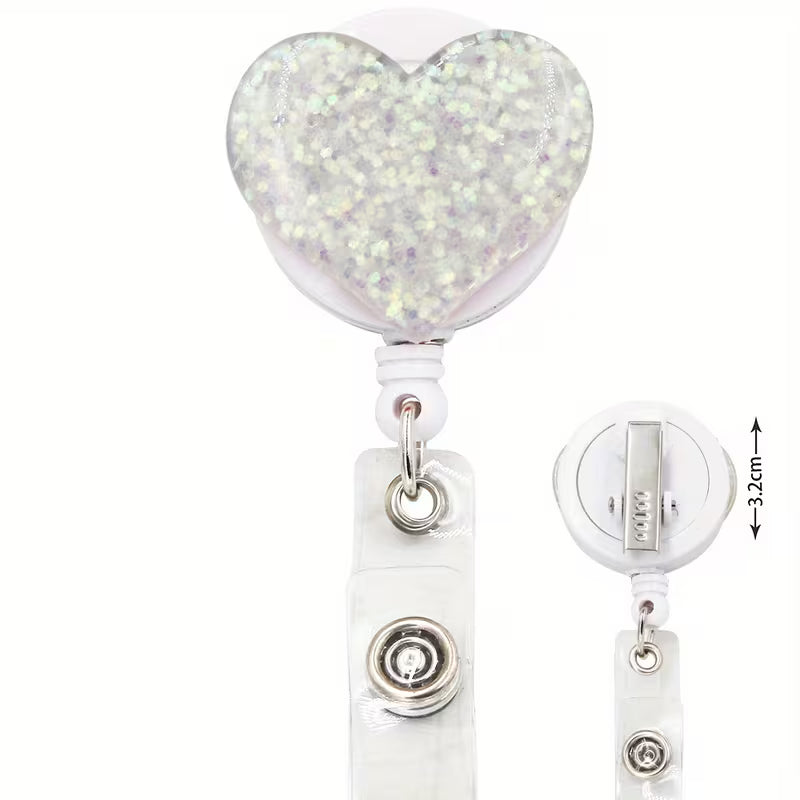 Portabadge Cristal con Clip a forma di Cuore per Infermieri, Medici, Operatori Sanitari