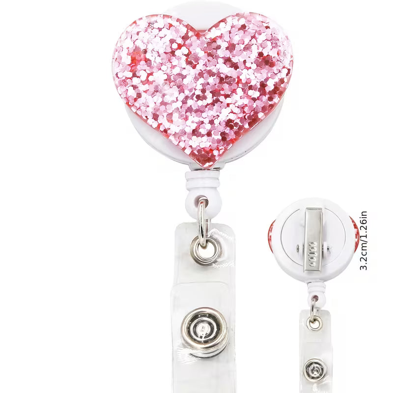 Portabadge Cristal con Clip a forma di Cuore per Infermieri, Medici, Operatori Sanitari
