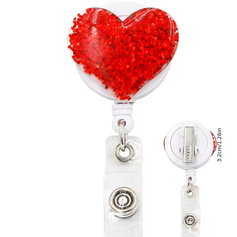 Portabadge Cristal con Clip a forma di Cuore per Infermieri, Medici, Operatori Sanitari