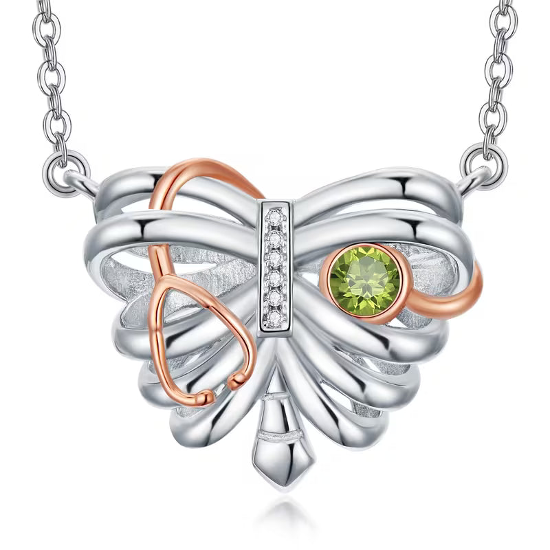 Collana Cuore della Sanità in Argento con Pietra Portafortuna