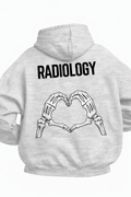 Felpa Love Radiology Donna con Cappuccio per Medici Radiologi, Tecnici di Radiologia, Infermieri