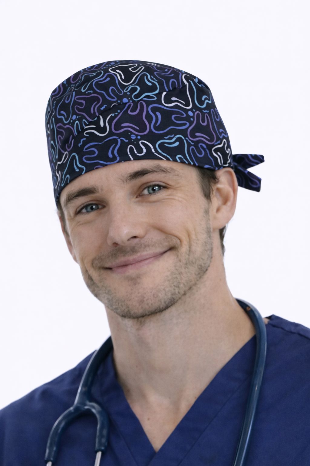 Cuffietta Chirurgica Blue Smilles per Infermieri, Medici, Chirurghi, Operatori Sanitari