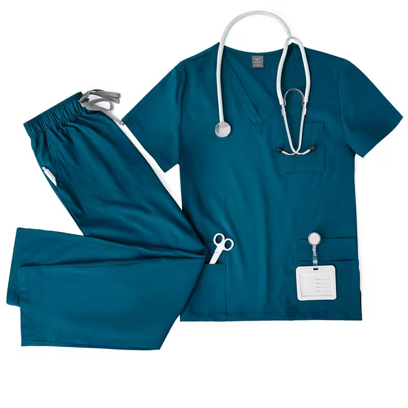Scrub Color da Uomo con Scollo a V e Tasche + Pantalone