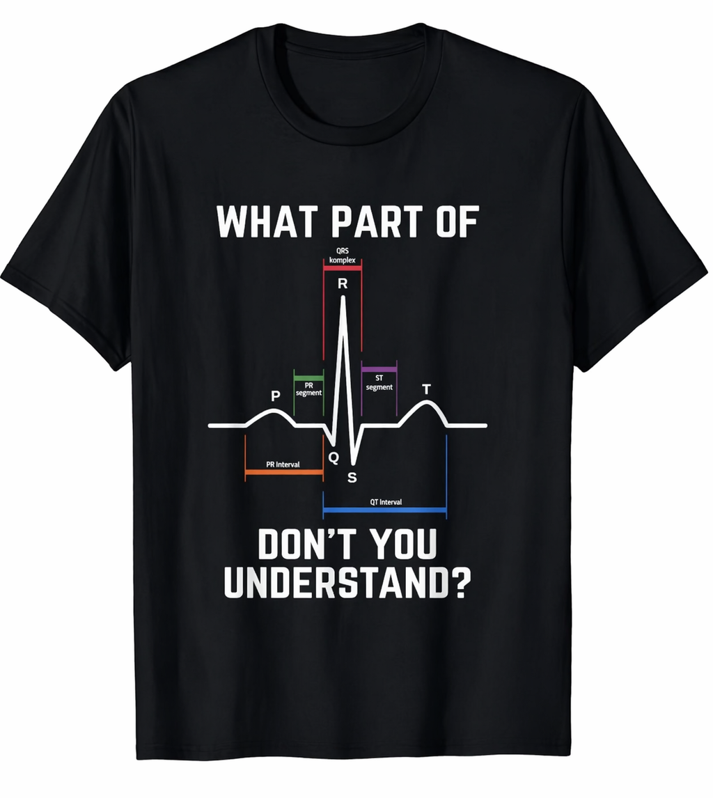 T-shirt QRST Uomo per Medici, Cardiologi, Infermieri, Operatori Sanitari