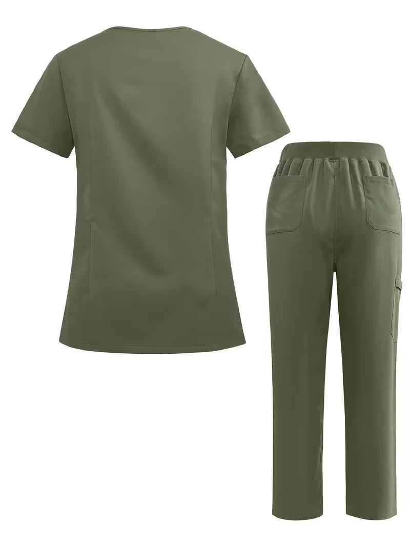Scrub da Donna - Top con Scollo a V e Tasche + Pantalone