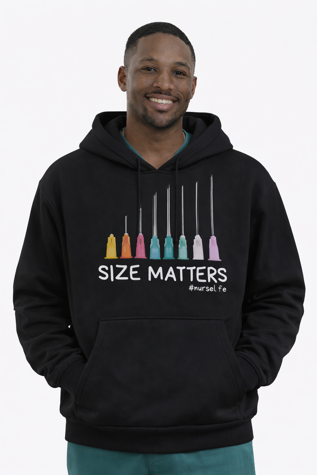 Felpa Size Matters Uomo con Cappuccio per Infermiere, Medico, Anestesista, Operatore Sanitario