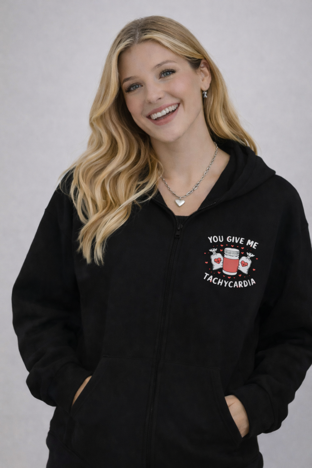 Felpa Tachycardia Donna per Infermiera, Medico, Operatrice Sanitaria