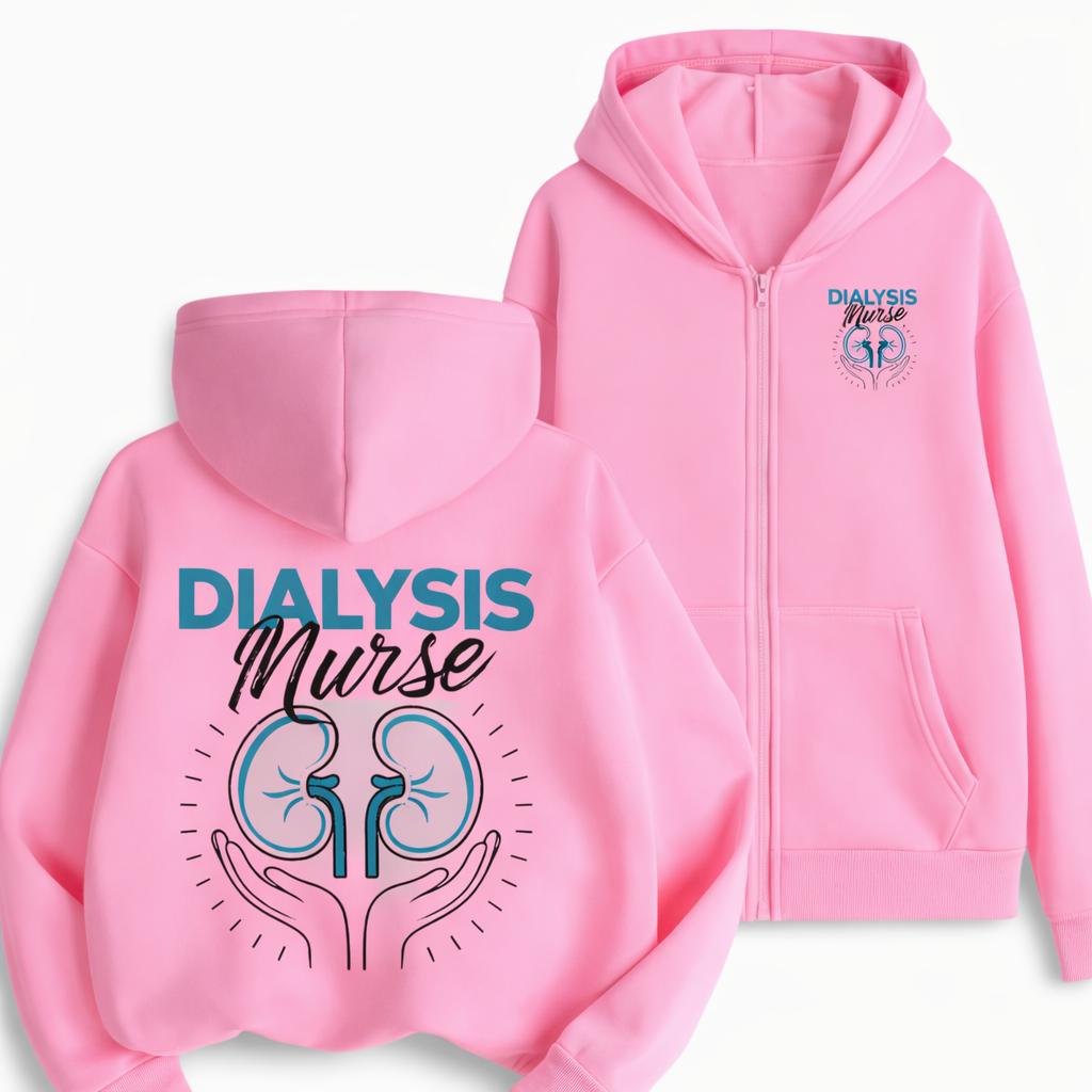 Felpa Dialysis Nurse Donna con Zip e Cappuccio per Infermiera di Dialisi