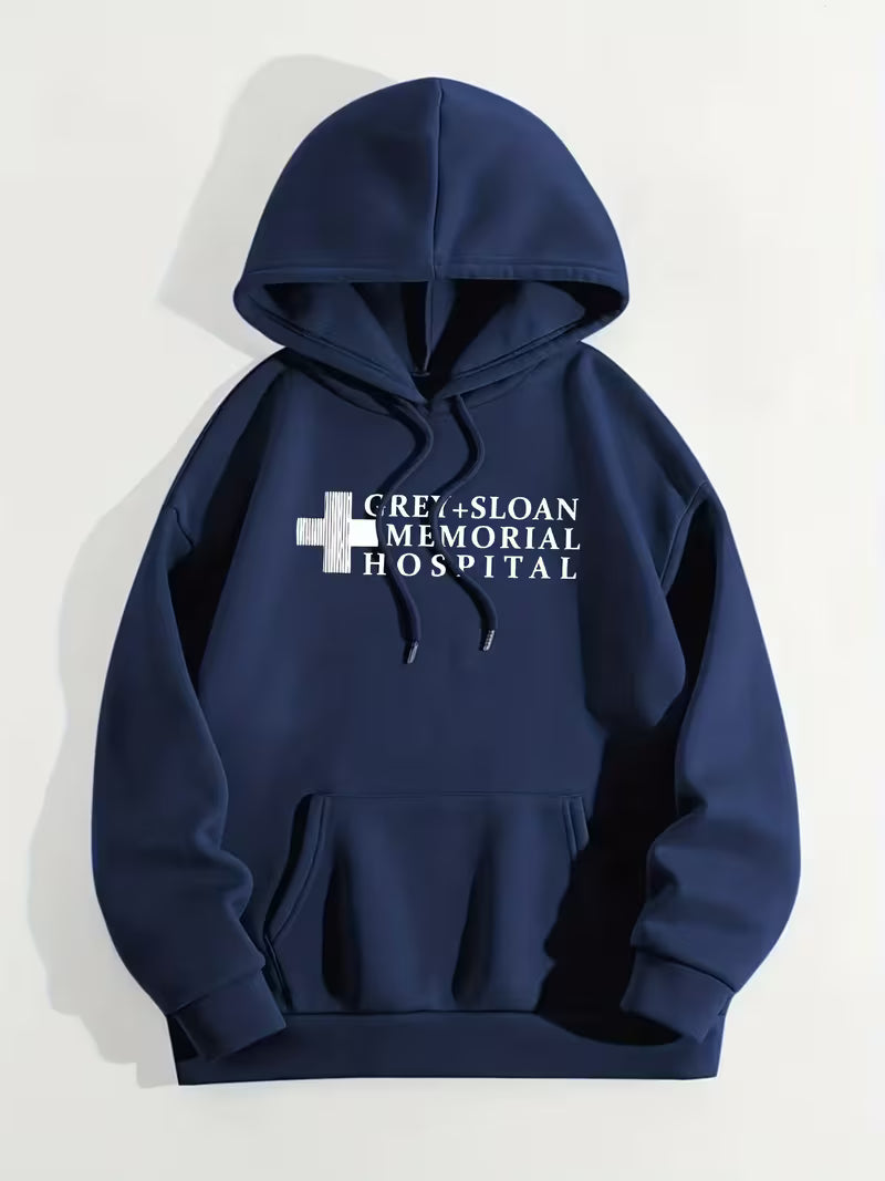 Felpa Grey + Sloan Memorial Hospital Donna con Cappuccio per Infermiera, Medico, Operatrice Sanitaria