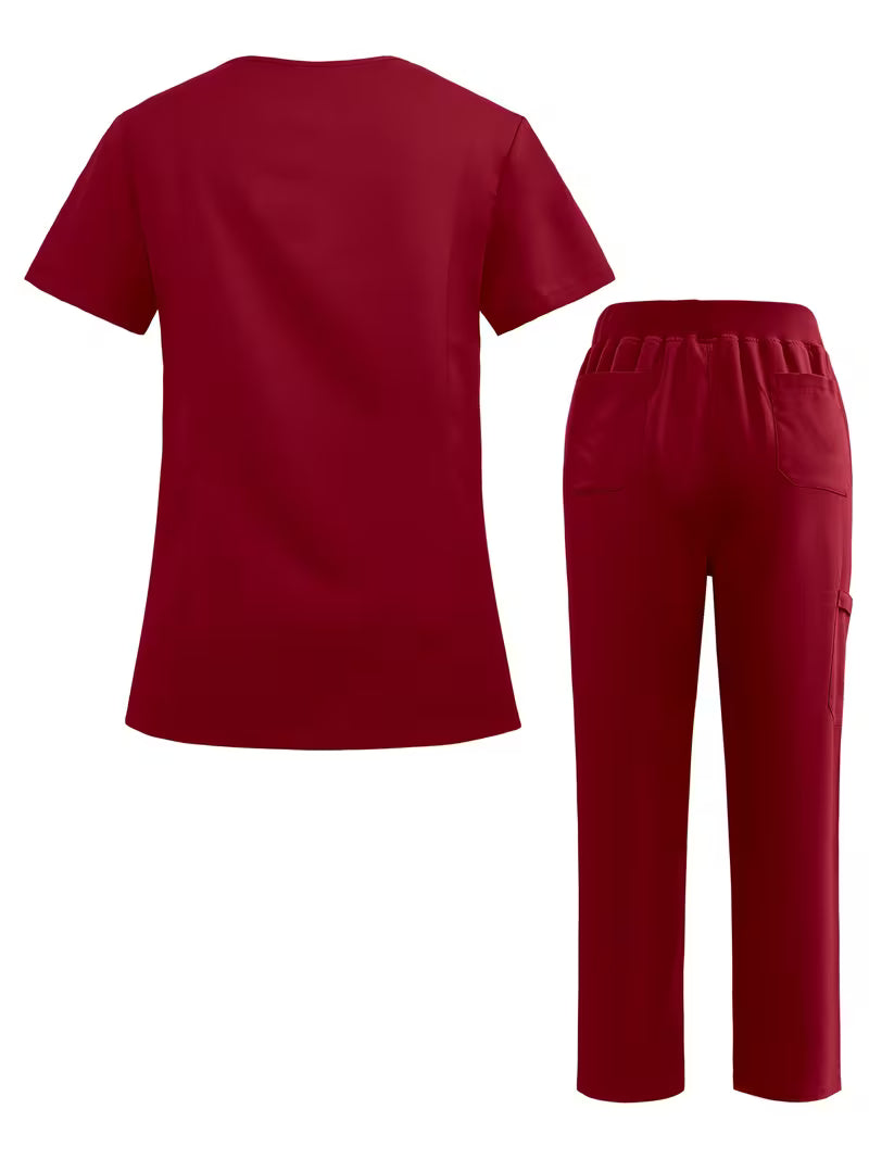 Scrub da Donna - Top con Scollo a V e Tasche + Pantalone