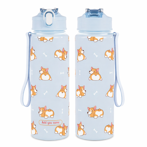Borraccia Corgi Bottle Personalizzabile 750 ml Acciaio Inox con Cannuccia